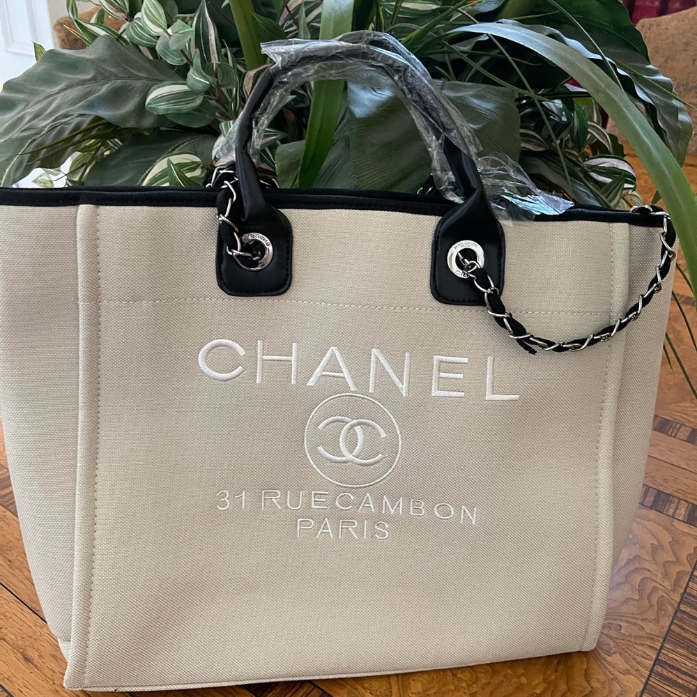Chanel Style Tote: Beige. NWT